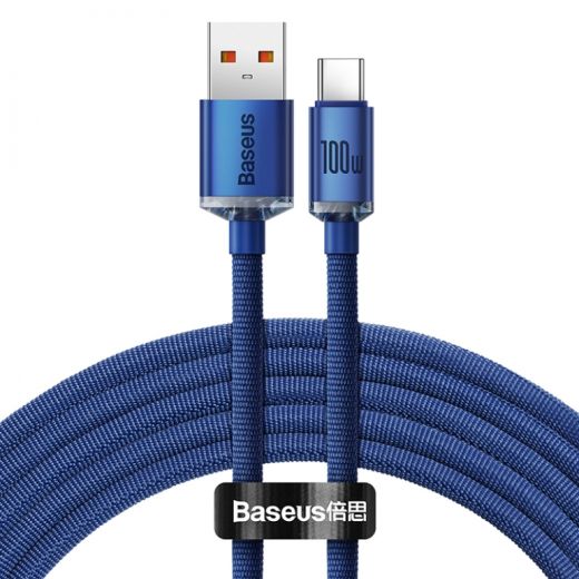 Кабель Baseus Crystal Shine USB 2.0 to Type-C 100W 2m Blue (CAJY000503)