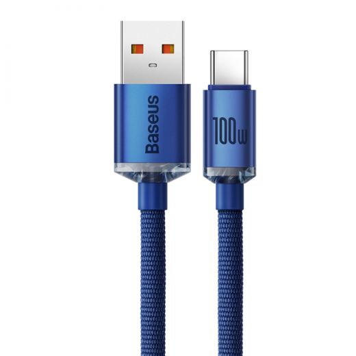 Кабель Baseus Crystal Shine USB 2.0 to Type-C 100W 2m Blue (CAJY000503)