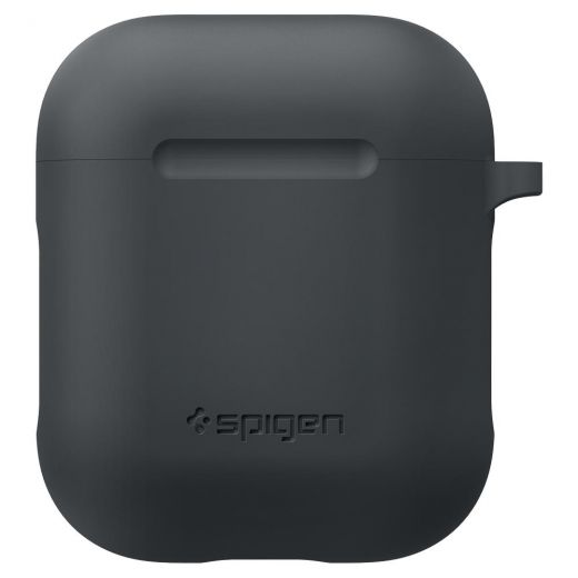 Чехол Spigen Silicone Case Charcoal с карабином для AirPods