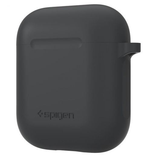 Чехол Spigen Silicone Case Charcoal с карабином для AirPods