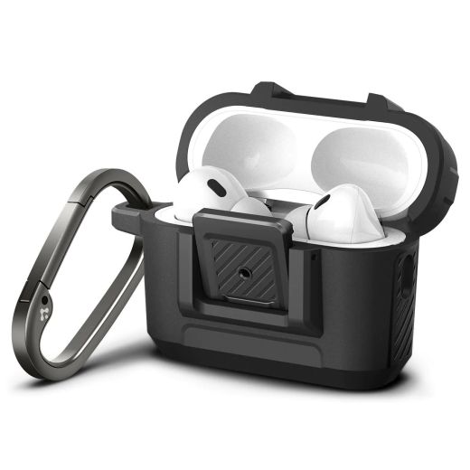 Чехол с замком и карабином Spigen Lock Fit Matte Black для AirPods Pro 2 (ACS05485)