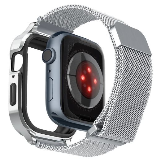 Чохол з ремінцем Spigen Metal Fit Pro Silver для Apple Watch Series 9 | 8 | 7  45mm (ACS04584)