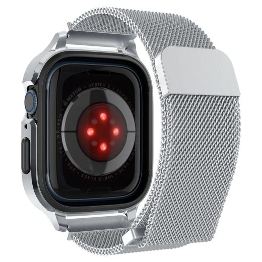 Чохол з ремінцем Spigen Metal Fit Pro Silver для Apple Watch Series 9 | 8 | 7  45mm (ACS04584)