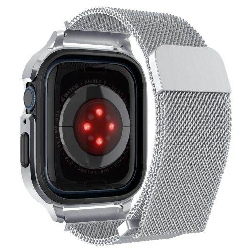 Чехол с ремешком Spigen Metal Fit Pro Silver для Apple Watch Series 9 | 8 | 7  45mm (ACS04584)