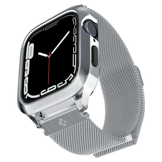 Чохол з ремінцем Spigen Metal Fit Pro Silver для Apple Watch Series 9 | 8 | 7  45mm (ACS04584)