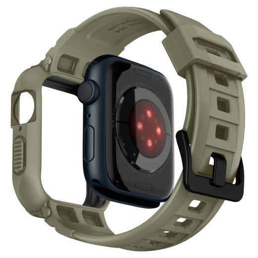 Чехол-ремешок Spigen Rugged Armor Pro Designed Vintage Khaki для Apple Watch 45mm | 44mm Series 9 | 8 | 7 (ACS05914)