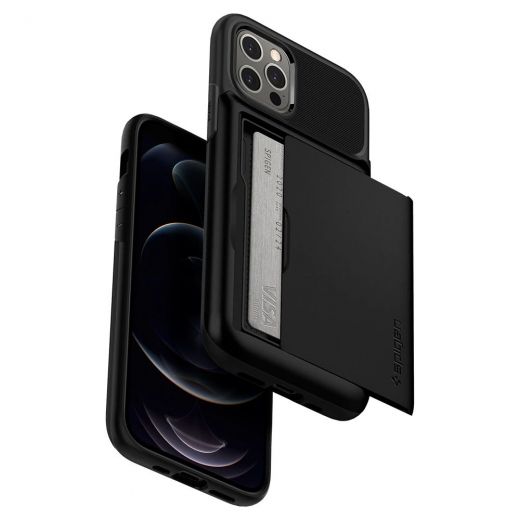 Чехол Spigen Slim Armor Wallet Black для iPhone 12 | 12 Pro (ACS01527)