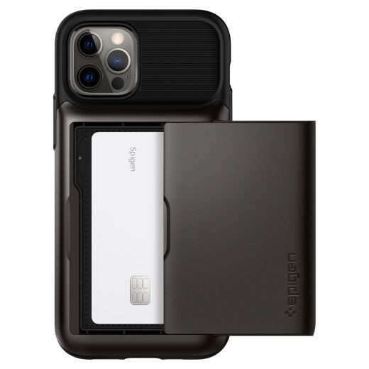 Чехол Spigen Slim Armor Wallet Gunmetal для iPhone 12 | 12 Pro (ACS01528)