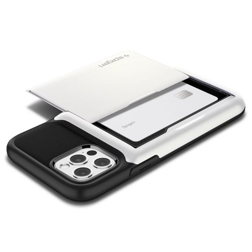 Чехол Spigen Slim Armor Wallet Pearl White для iPhone 12 | 12 Pro (ACS01530)