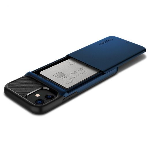 Чехол Spigen Slim Armor Wallet Navy Blue для iPhone 12 mini (ACS01551)