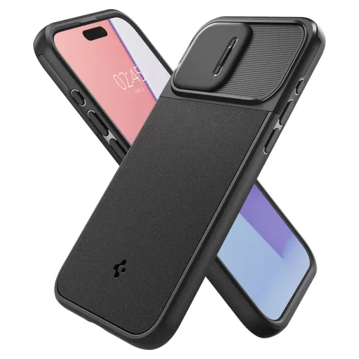 Чехол с защитой камеры Spigen Optik Armor (MagFit) Black для iPhone 15 Pro (ACS06738)