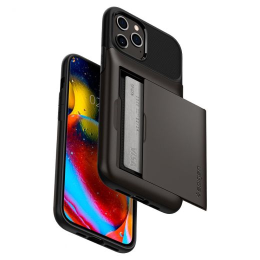 Чехол Spigen Slim Armor Wallet Gunmetal для iPhone 12 Pro Max (ACS01484)