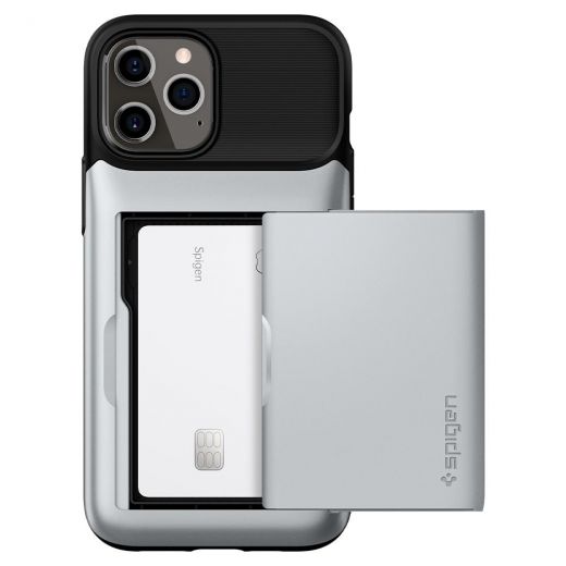 Чохол Spigen Slim Armor Wallet Satin Silver для iPhone 12 Pro Max (ACS01486)