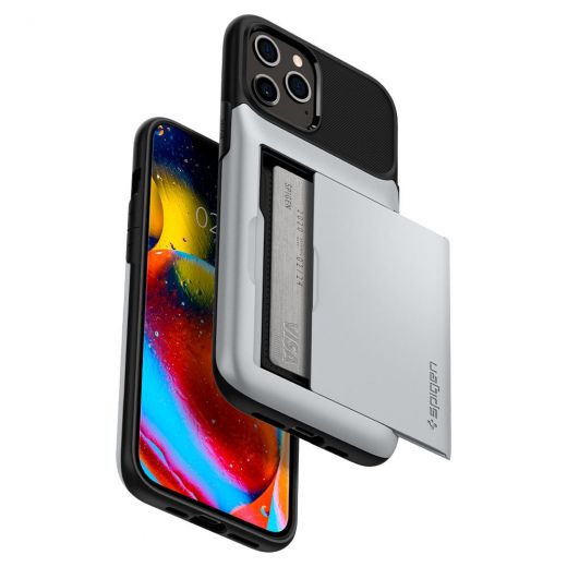 Чохол Spigen Slim Armor Wallet Satin Silver для iPhone 12 Pro Max (ACS01486)