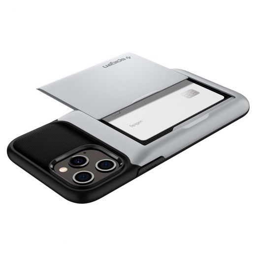 Чохол Spigen Slim Armor Wallet Satin Silver для iPhone 12 Pro Max (ACS01486)