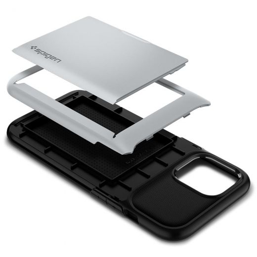 Чохол Spigen Slim Armor Wallet Satin Silver для iPhone 12 Pro Max (ACS01486)