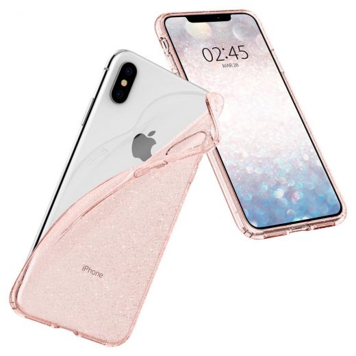 Чехол Spigen Liquid Crystal Glitter Rose Quartz для iPhone XS