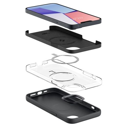 Силиконовый чехол Spigen Silicone Fit (MagFit) Black для iPhone 14 (ACS05067)