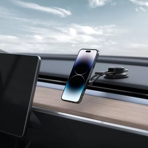 Магнитный держатель для телефонов в машину Spigen OneTap 3 Black Dash/Wind Magnetic Car Mount (MagFit) (ACP04630)