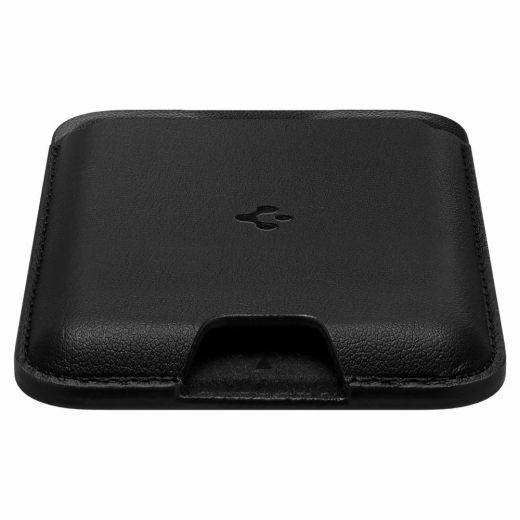 Кожаный чехол-бумажник с подставкой Spigen MagSafe Card Holder Valentinus Black для iPhone 12 mini | 12 | 12 Pro | 12 Pro Max