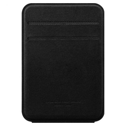 Кожаный чехол-бумажник с подставкой Spigen MagSafe Card Holder Smart Fold Wallet Black для iPhone 12 mini | 12 | 12 Pro | 12 Pro Max (AMP02746)