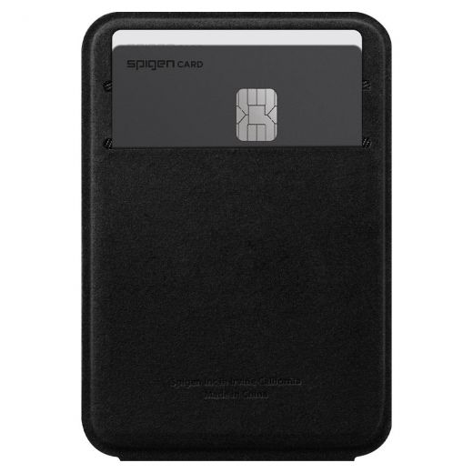 Кожаный чехол-бумажник с подставкой Spigen MagSafe Card Holder Smart Fold Wallet Black для iPhone 12 mini | 12 | 12 Pro | 12 Pro Max (AMP02746)