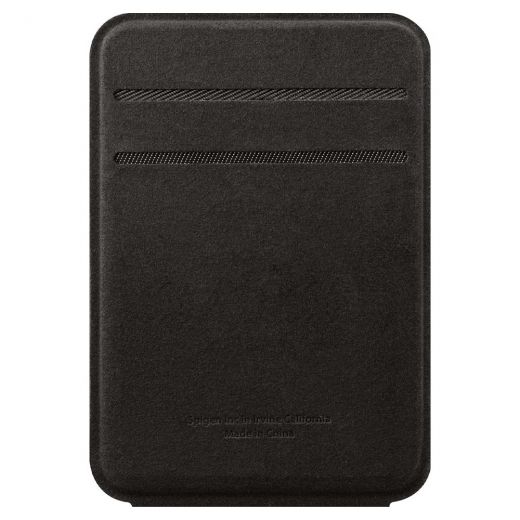 Кожаный чехол-бумажник с подставкой Spigen MagSafe Card Holder Smart Fold Wallet Gunmetal для iPhone 12 mini | 12 | 12 Pro | 12 Pro Max