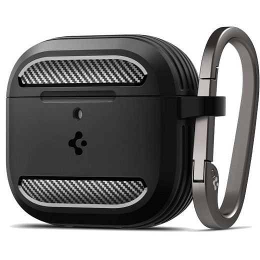 Противоударный чехол Spigen Rugged Armor Matte Black для AirPods 4 (2024) (ACS08642)