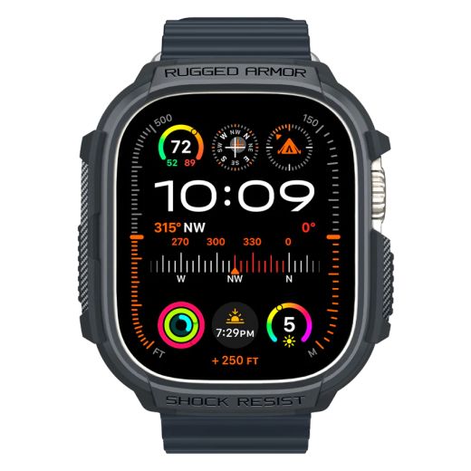 Протиударний чохол Spigen Rugged Armor Dark Gray для Apple Watch Ultra | Ultra 2 49mm (ACS07385)