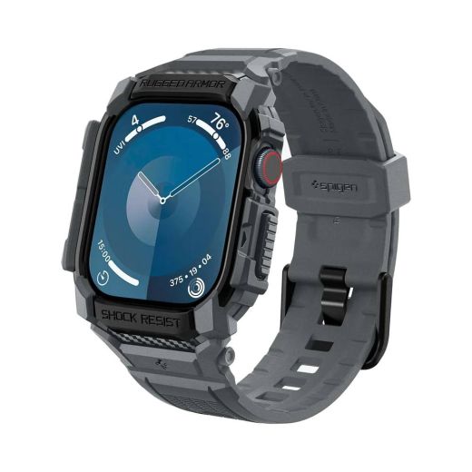 Противоударный чехол с ремешкомл Spigen Rugged Armor Pro Dark Gray для Apple Watch Series 10 (2024) 46мм (ACS08605)