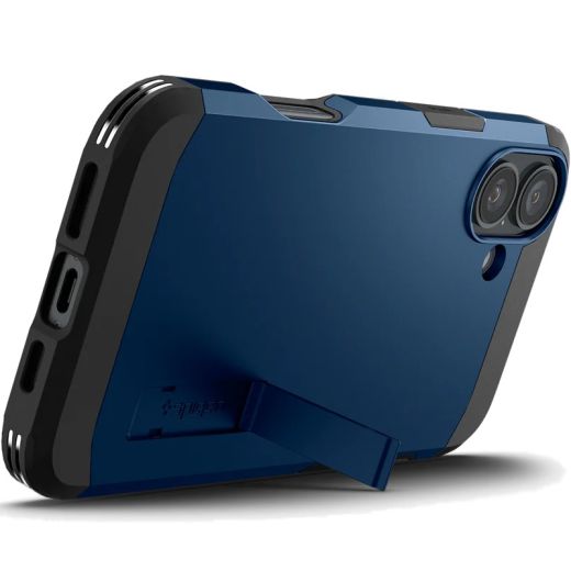 Противоударный чехол Spigen Tough Armor AI MagSafe Navy Blue для iPhone 16 (ACS08086)