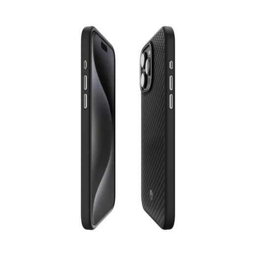 Карбоновий чохол Spigen Enzo Aramid Matte Black для iPhone 15 Pro Max (ACS07044)