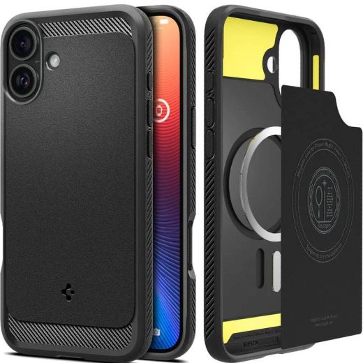 Противоударный чехол Spigen Rugged Armor MagSafe Matte Black для iPhone 16 Plus (ACS08087)