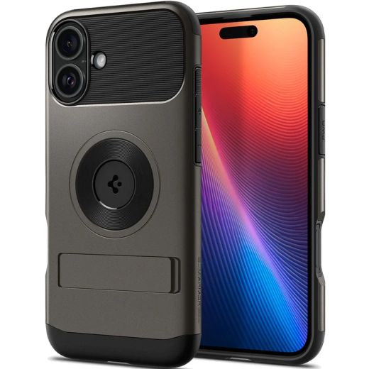 Противоударный чехол Spigen Slim Armor MagSafe Gunmetal для iPhone 16 Plus (ACS08097)