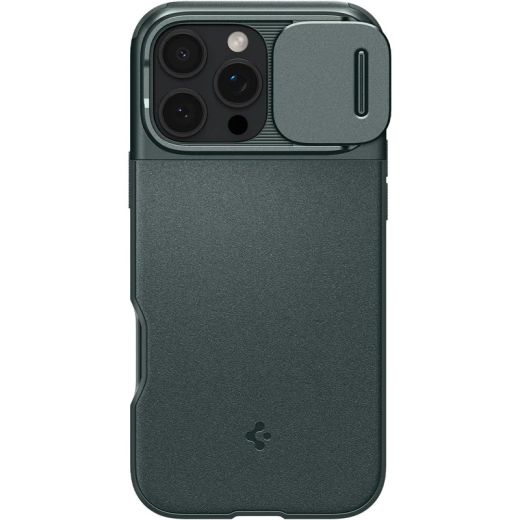 Чехол с защитой камеры Spigen Optik Armor MagSafe Abyss Green для iPhone 16 Pro (ACS08150)