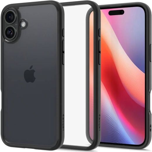 Прозрачный чехол Spigen Ultra Hybrid Matte Black для iPhone 16 (ACS08201)