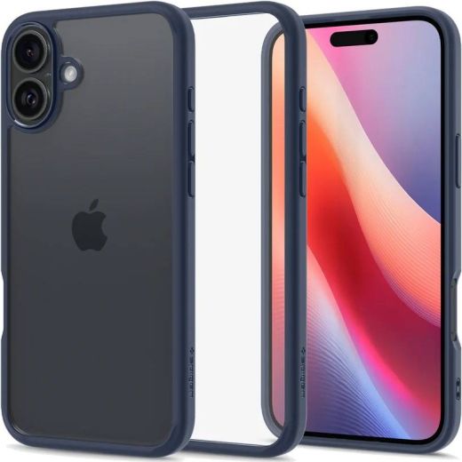 Прозрачный чехол Spigen Ultra Hybrid Navy Blue для iPhone 16 (ACS08202)
