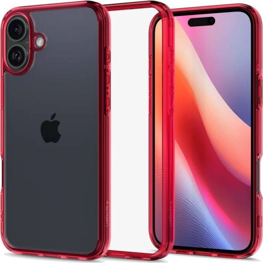 Прозрачный чехол Spigen Ultra Hybrid Red Crystal для iPhone 16 (ACS08203)