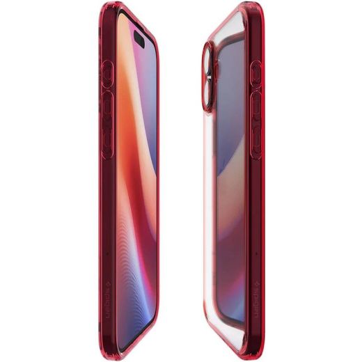 Прозрачный чехол Spigen Ultra Hybrid Red Crystal для iPhone 16 (ACS08203)