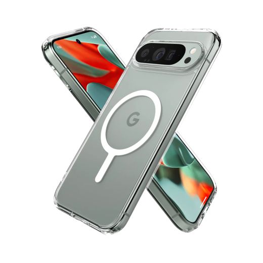 Прозрачный чехол Spigen Ultra Hybrid Metal Ring (MagFit) White для Pixel 9 Pro XL (ACS07720)