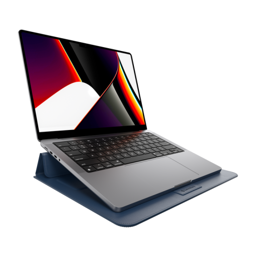 Чехол-папка SwitchEasy EasyStand Leather Midnight Blue для MacBook 14" M1 | M2 | M3 | M4 (2021 | 2023 | 2024) (GS-105-232-201-63)
