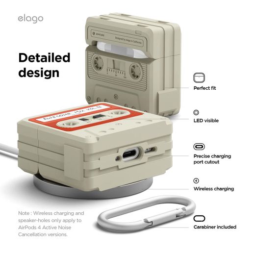 Силіконовий чохол Elago Cassette Tape Case для AirPods 4 (2024) (EAP4TAPE-HANG-CWHRD)