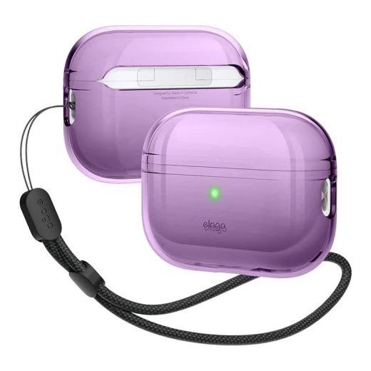 Чехол с ремешком Elago Clear Case with Nylon Lanyard Deep Purple для AirPods Pro (2 поколение) (EAPP2CL-BA+ROSTR-DPU)