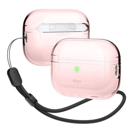 Чохол з ремінцем Elago Clear Case with Nylon Lanyard  Lovely Pink для AirPods Pro (2-е покоління) (EAPP2CL-BA+ROSTR-LPK)