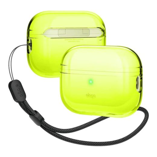 Чохол з ремінцем Elago Clear Case with Nylon Lanyard Neon Yellow для AirPods Pro (2-е покоління) (EAPP2CL-BA+ROSTR-NYE)