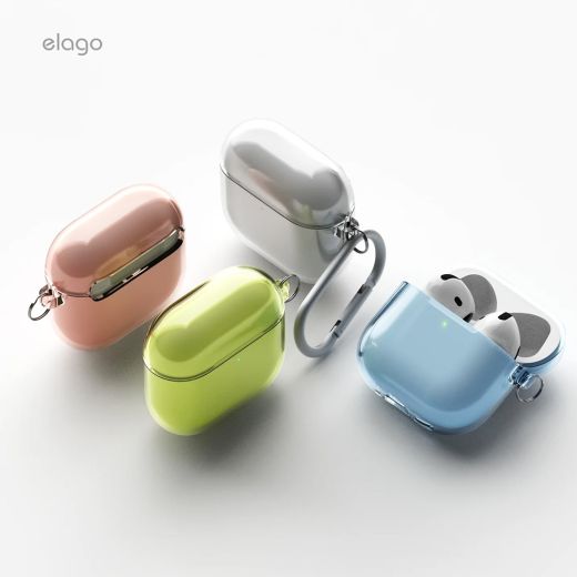 Чехол с карабином Elago Clear Hang Case Neon Yellow для AirPods 4 (2024)