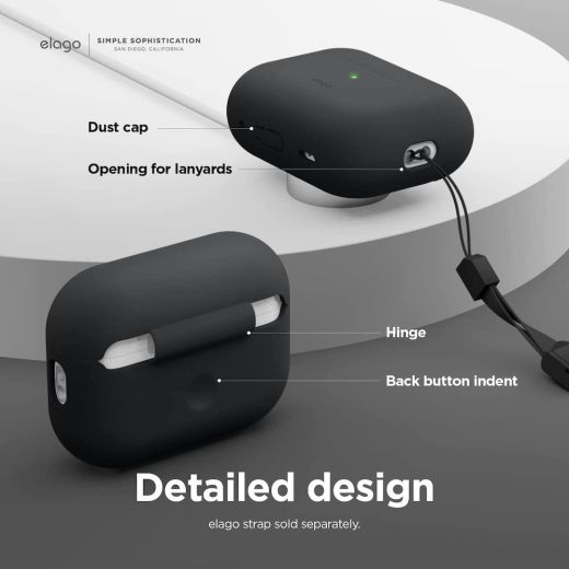 Силиконовый чехол Elago Silicone Base Case Black для AirPods Pro 2 (EAPP2SC-BA-BK)