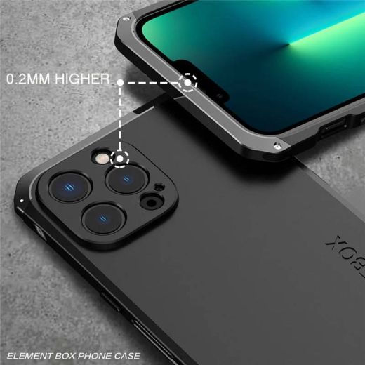 Противоударный чехол Exoticase ElementBox Metal Armor Full Black для iPhone 16 Pro Max