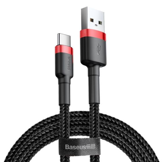 Кабель Baseus Cafule USB-A - Type-C 3A/1m Black/Red (CATKLF-B91)