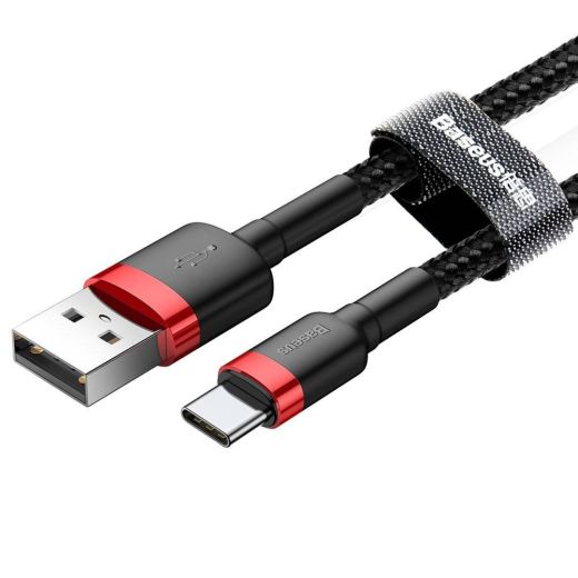 Кабель Baseus Cafule USB-A - Type-C 2A 3m Black/Red (CATKLF-U91)